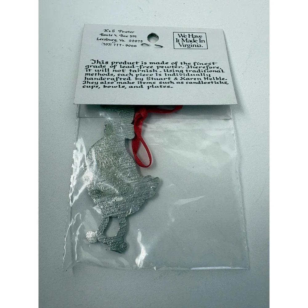 K & S Pewter Handcrafted Goose Ornament Stuart Karen Helble Virginia Lead Free